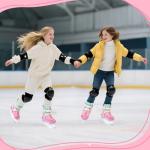 LEVYTEMP Adjustable Girls Ice Skates for Kids - Ice Skating Shoes - Hockey Lace-Up Skates for Youth Beginners,Pink Blue Green
