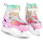 HALOSK Girls Ice Skates for Kids Boys, Adjustable Kids Skates for Outdoor Indoor Rink, Rainbow Soft and Comfortable Lining Ice Skating Shoes Ages 5-8 Youth (Rainbow Pink, Small - Litter Kids)