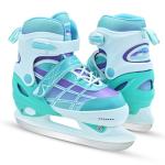 Kids Ice Skates for Boys and Girls, Adjustable Ice Skating Shoes for Beginner Ages 4-12, Gradient Green Iceskates for Outdoor and Rank
