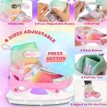 HALOSK Girls Ice Skates for Kids Boys, Adjustable Kids Skates for Outdoor Indoor Rink, Rainbow Soft and Comfortable Lining Ice Skating Shoes Ages 5-8 Youth (Rainbow Pink, Small - Litter Kids)