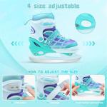 Kids Ice Skates for Boys and Girls, Adjustable Ice Skating Shoes for Beginner Ages 4-12, Gradient Green Iceskates for Outdoor and Rank