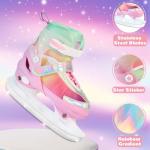 HALOSK Girls Ice Skates for Kids Boys, Adjustable Kids Skates for Outdoor Indoor Rink, Rainbow Soft and Comfortable Lining Ice Skating Shoes Ages 5-8 Youth (Rainbow Pink, Small - Litter Kids)