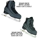Riedell Soar Junior Kids Ice Skates for Girls and Boys - Sleek Insulated Skate Shoes with Foam-Backed Lining, Stainless Steel Blades, and PVC Soles - Onyx - Size 3 JR