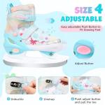 LEVYTEMP Kids Adjustable Ice Skates for Girls Boys, 4 Size Expandable Hockey Skates with Triple Safety Straps, Warm Lining & Stainless Steel Blades