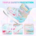LEVYTEMP Kids Adjustable Ice Skates for Girls Boys, 4 Size Expandable Hockey Skates with Triple Safety Straps, Warm Lining & Stainless Steel Blades