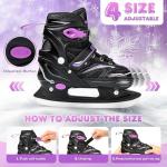 OBENSKY 4 Size Adjustable Ice Skates for Kids Boys Girls with Skate Bag, Kids Hockey Skates for Outdoor and Rink, Soft and Comfortable Lining Ice Skating Shoes for Beginners