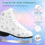 LEVYTEMP Women's/Girls Figure Ice Skates - Youth White Snow Figure Skating Shoes with Two Insoles - Comfortable, Safe Indoor Outdoor Rink Size US 5