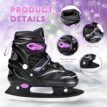 OBENSKY 4 Size Adjustable Ice Skates for Kids Boys Girls with Skate Bag, Kids Hockey Skates for Outdoor and Rink, Soft and Comfortable Lining Ice Skating Shoes for Beginners