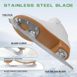 HALOSK Premium Leather Womens/Girls Figure Ice Skates - Memory Foam Collar Beginner Youth Ice Skates with Stainless Steel Blade, Women Size 5 6 7 8 9 10, White