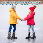 Poen 4 Pairs Toddler Ice Skates, Kids Adjustable Double Runner Ice Skates with Hook and Loop Fastener Straps, Black Toddler Skating Shoes Double Blade for Winter Kids Training Shoes Beginner Youth