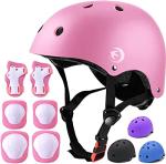 Kids Helmet Set with Knee Pads Elbow Pads Wrist Guards,Adjustable Helmet for Toddler Kids&Youth,3~14yrs Girl Boy Kids Protective Gear Set for Roller Skate Scooter Inline skatings Longboard