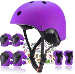 FOOKCIAN Kids Helmet,Toddler Skateboard Helmets for Ages 2-3-5-8-14 Years Boys Girls with Knee and Elbow Pads Wrist Guards fit Roller Skates,Skateboarding,Skating Scooter Adjustable Kids Helmet