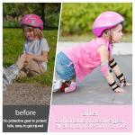 FIODAY Knee Pads for Kids Protective Gear Set Adjustable Kids Knee Pads and Elbow Pads with Wrist Guard for Girls Roller Skates Cycling Bike Skateboard Scooter, 3-8 Years,Rainbow Pink