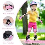 FIODAY Knee Pads for Kids Protective Gear Set Adjustable Kids Knee Pads and Elbow Pads with Wrist Guard for Girls Roller Skates Cycling Bike Skateboard Scooter, 3-8 Years,Rainbow Pink