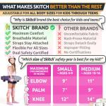 SKITCH Skateboard Protective Safety Gear Set for Kids Teens | Premium Lycra Sport Knee Pads + Elbow Pads + Padded Gloves + Carry Bag | Scooter Roller Skate Inline Skating Rollerblading | Rosy Pink (S)