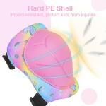 FIODAY Knee Pads for Kids Protective Gear Set Adjustable Kids Knee Pads and Elbow Pads with Wrist Guard for Girls Roller Skates Cycling Bike Skateboard Scooter, 3-8 Years,Rainbow Pink