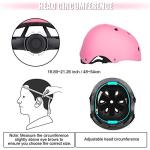 WayEee Kids Bike Helmet Set Skateboard Knee Pads, 7PCS Protective Gear Adjustable for Girls Boys 3-10 Age Elbow Pads Wrist Guards for Outdoor Sports Cycling Bike Roller Skating Scooter, Youth, Pink