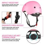 WayEee Kids Bike Helmet Set Skateboard Knee Pads, 7PCS Protective Gear Adjustable for Girls Boys 3-10 Age Elbow Pads Wrist Guards for Outdoor Sports Cycling Bike Roller Skating Scooter, Youth, Pink