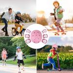 WayEee Kids Bike Helmet Set Skateboard Knee Pads, 7PCS Protective Gear Adjustable for Girls Boys 3-10 Age Elbow Pads Wrist Guards for Outdoor Sports Cycling Bike Roller Skating Scooter, Youth, Pink