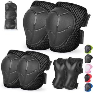 Banzk Kids/Youth Knee Pad Elbow Pads Guards Protective Gear Set for Children 3-14 Years Skateboard Roller Skating Skiing Rollerblading Cycling BMX Biking Running Scooter
