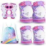 SULIFEEL Rainbow Unicorn Knee Pads for Kids Knee Elbow Pads Wrist Guards with Drawstring Bag Adjustable Protective Gear Set for Girls Roller Skating Bike Cycling Skateboard Scooter