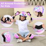 Kids Helmet, Toddler Bike Helmet with DIY Stickers Unicorn Knee Pads and Elbow Pads Set Adjustable Protective Gear Set for Girls Age 3-5-8 Years fit Roller Skates, Bicycle, Skateboarding, Scooter