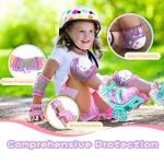 SULIFEEL Rainbow Unicorn Knee Pads for Kids Knee Elbow Pads Wrist Guards with Drawstring Bag Adjustable Protective Gear Set for Girls Roller Skating Bike Cycling Skateboard Scooter