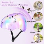 Kids Helmet, Toddler Bike Helmet with DIY Stickers Unicorn Knee Pads and Elbow Pads Set Adjustable Protective Gear Set for Girls Age 3-5-8 Years fit Roller Skates, Bicycle, Skateboarding, Scooter