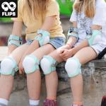99FLIPS Toddler Knee and Elbow Pads Set - Knee Pads for Kids - Wrist Guards for Skating Protective Gear - Size SM Mint - Skateboard Roller Skates Scooter Ice Skates