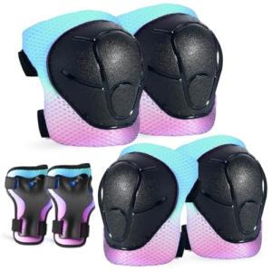 Kids/Youth Protective Gear Set - Knee and Elbow Pads, Wrist Guards for Boys Girls 3-14 Years - Adjustable for Skateboarding, Skating, Skiing, Cycling, Biking, Running, Scooter