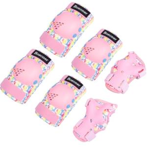 BOSONER Skate Knee Pads for Kids: Knee Elbow Pads and Wrist Guards Set for Roller Skating Bike - 6Pcs Safety Protective Gear for Grils Boys