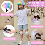 FIODAY Kids Helmet Knee Pads for Kids Unicorn Knee and Elbow Pads Wrist Guards Adjustable Protective Gear Set for Girls Boys Sports Skateboard Inline Skating Scooter, Rainbow, 3-8 Years
