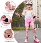 BOSONER Skate Knee Pads for Kids: Knee Elbow Pads and Wrist Guards Set for Roller Skating Bike - 6Pcs Safety Protective Gear for Grils Boys