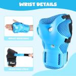 JBM Kids/Youth Knee Pad Elbow Pads and Wrist Guards Protective Gear Set for Skateboarding Cycling Roller Skating Inline Skating Scooter Riding Sports BMX Biking Sports (Blue)