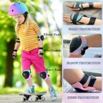 Kids/Youth Protective Gear Set - Knee and Elbow Pads, Wrist Guards for Boys Girls 3-14 Years - Adjustable for Skateboarding, Skating, Skiing, Cycling, Biking, Running, Scooter