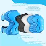 JBM Kids/Youth Knee Pad Elbow Pads and Wrist Guards Protective Gear Set for Skateboarding Cycling Roller Skating Inline Skating Scooter Riding Sports BMX Biking Sports (Blue)