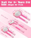 Kids Protective Gear Set, Knee and Elbow Pads with Wrist Guards for Ages 3-8 Year Toddler, 3 in 1 Enhanced Material Protective for Skating Cycling Bike Roller Scooter, Includes Organizer Bag (Pink)