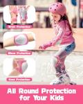Kids Protective Gear Set, Knee and Elbow Pads with Wrist Guards for Ages 3-8 Year Toddler, 3 in 1 Enhanced Material Protective for Skating Cycling Bike Roller Scooter, Includes Organizer Bag (Pink)