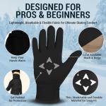 Kami-So Competition Ice Skating Jeweled Gloves | Figure Skating Gloves with Gel Wrist Protection and Crystals | Figure Skate Gear and Accessories for Practice | Black | Medium Waterproof