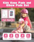 Kids Protective Gear Set, Knee and Elbow Pads with Wrist Guards for Ages 3-8 Year Toddler, 3 in 1 Enhanced Material Protective for Skating Cycling Bike Roller Scooter, Includes Organizer Bag (Pink)