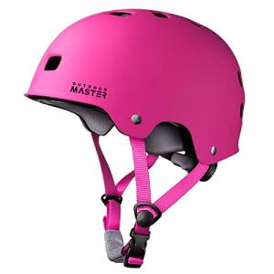 OutdoorMaster Skateboard Cycling Helmet - Two Removable Liners Ventilation Multi-Sport Scooter Roller Skate Inline Skating for Kids, Youth & Adults - M - Pink