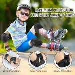 6PCS Kids Protective Gear Set, Knee Pads for Kids 3-10 Years Old, Toddler Elbow Pads, Wrist Guards, Skating Cycling Bike Rollerblading Scooter, Upgraded & Durable Material, Boys, Girls,Youth, Black