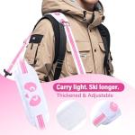UrbanMover Ski Strap and Pole Carriers Pink Panda for Men Women Kids Adjustable Shoulder Sling with Padded Holder Downhill Skiing Gear Backcountry Ski Accessories