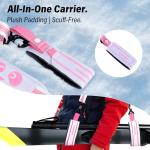 UrbanMover Ski Strap and Pole Carriers Pink Panda for Men Women Kids Adjustable Shoulder Sling with Padded Holder Downhill Skiing Gear Backcountry Ski Accessories