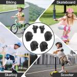 6PCS Kids Protective Gear Set, Knee Pads for Kids 3-10 Years Old, Toddler Elbow Pads, Wrist Guards, Skating Cycling Bike Rollerblading Scooter, Upgraded & Durable Material, Boys, Girls,Youth, Black