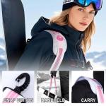 UrbanMover Ski Strap and Pole Carriers Pink Panda for Men Women Kids Adjustable Shoulder Sling with Padded Holder Downhill Skiing Gear Backcountry Ski Accessories