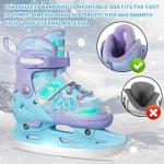 Nattork Adjustable Kids Ice Skates - 4 Size Adjustable Hockey Lace-Up Skates with Warm Plush Lining, Triple Safety Ankle Support, Stainless Steel Blades - Perfect for Boys and Girls Aged 3-12