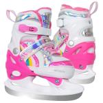 BASYNOL Nattork Girls Ice Skates for Kids Boys,Adjustable Kids Ice Hockey Skates for Outdoor Indoor Rink,Soft Padding and Reinforced Ankle Support Ice Skate,Rainbow XS