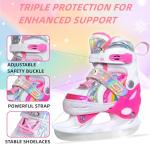 BASYNOL Nattork Girls Ice Skates for Kids Boys,Adjustable Kids Ice Hockey Skates for Outdoor Indoor Rink,Soft Padding and Reinforced Ankle Support Ice Skate,Rainbow XS