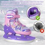 Nattork Adjustable Kids Ice Skates - 4 Size Adjustable Hockey Lace-Up Skates with Warm Plush Lining, Triple Safety Ankle Support, Stainless Steel Blades - Perfect for Boys and Girls Aged 3-12